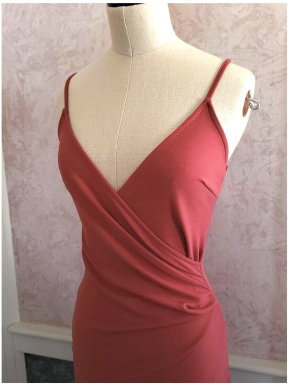 Dusty Rose Pink draped asymmetrical cocktail dress XS - Picture 4 of 10